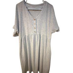 Ces Femme Light Gray Button Down V-Neck dress